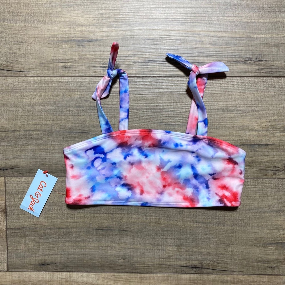 Cat & Jack Girls Tie Dye Bikini Top Size Large 10/12‎ UPF 50+